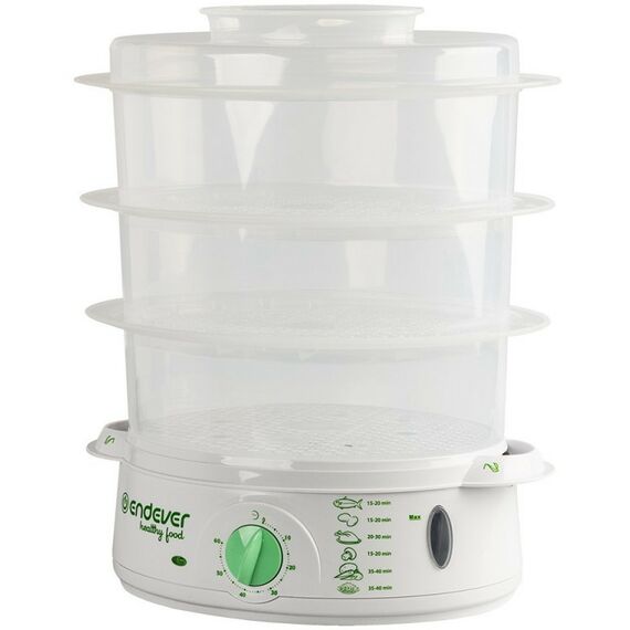 Пароварки: Пароварка Endever Vita-175 цвет белый/зеленый [90035] фотографии