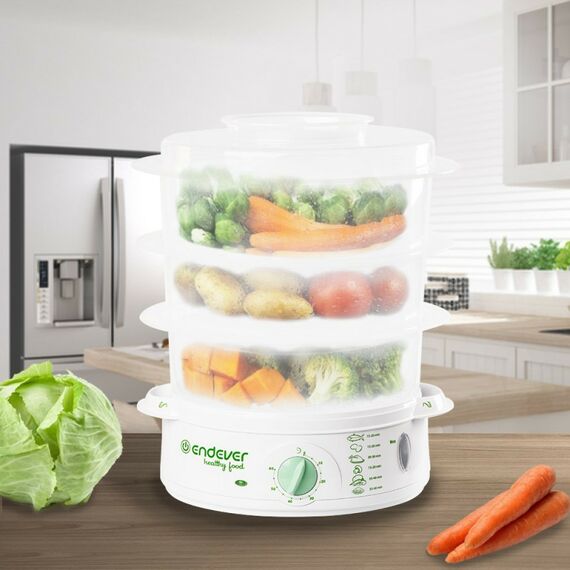 Пароварки: Пароварка Endever Vita-175 цвет белый/зеленый [90035] фотографии