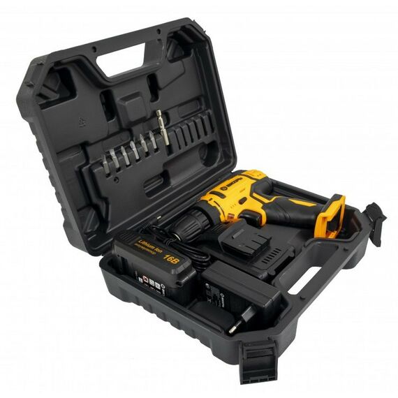 Дрели и шуруповерты: Дрель-шуруповерт аккумуляторная Вихрь ДА-16Л-2К безударный, быстрозажимной, 400/1400 об/мин, 42/20 Нм, 16 В, 2 А*ч, 1.3 кг, кейс [72/14/32] фотографии