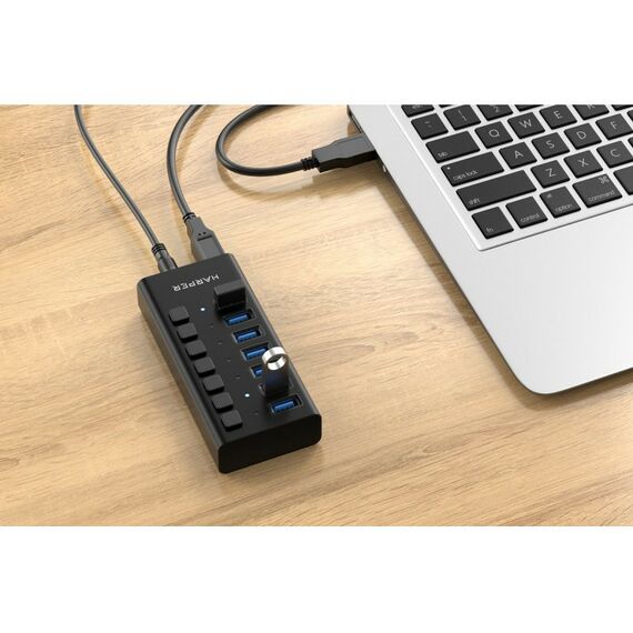USB концентраторы (USB hub): Концентратор USB HARPER HUB-07MB Black фотографии