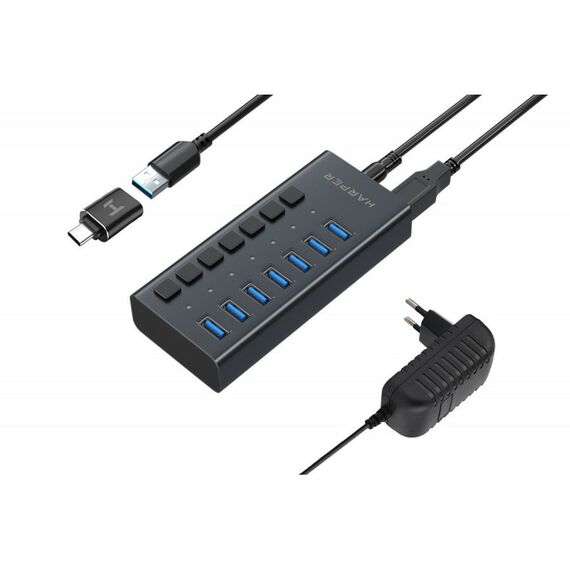 USB концентраторы (USB hub): Концентратор USB HARPER HUB-07MB Black фотографии