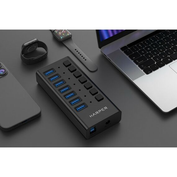 USB концентраторы (USB hub): Концентратор USB HARPER HUB-07MB Black фотографии