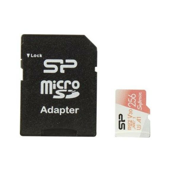 Secure Digital карты: microSDXC карта памяти Silicon Power 256Gb microSDXC UHS-I U3 V30 A1  + microSD-->SD Adapter [SP256GBSTXDV3V20SP] фотографии