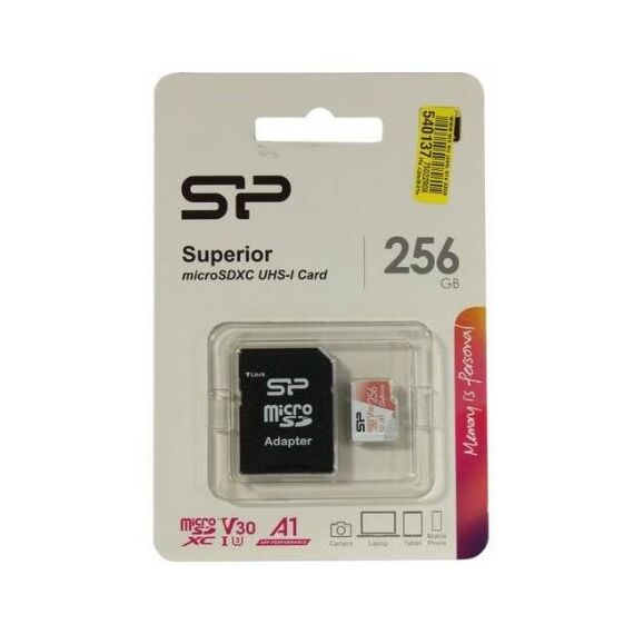 Secure Digital карты: microSDXC карта памяти Silicon Power 256Gb microSDXC UHS-I U3 V30 A1  + microSD-->SD Adapter [SP256GBSTXDV3V20SP] фотографии