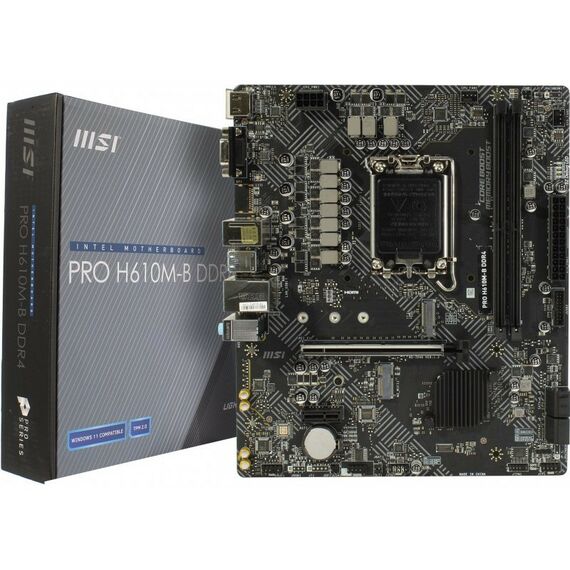Материнские платы: Материнская плата MSI PRO H610M-B LGA1700 <H610> PCI-E Dsub+HDMI GbLANSATA MicroATX 2DDR4 RTL фотографии