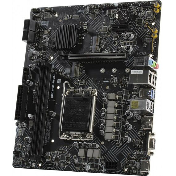 Материнские платы: Материнская плата MSI PRO H610M-G LGA1700 <H610> PCI-E Dsub+HDMI+DP GbLAN SATA  MicroATX 2DDR4 RTL фотографии