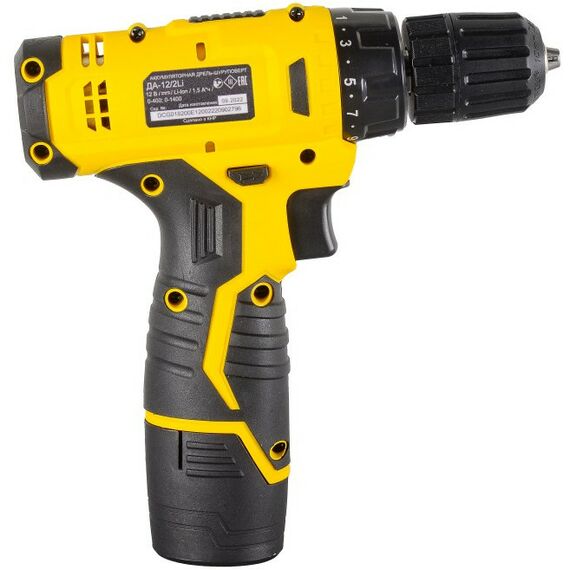 Дрели и шуруповерты: Дрель-шуруповерт аккумуляторная Eurolux ДА-12/2Li безударный, быстрозажимной, 0-400, 0-1400 об/мин, 25/13 Нм, 12В, 1.5 А*ч, 0.96 кг, кейс [72/14/38] фотографии