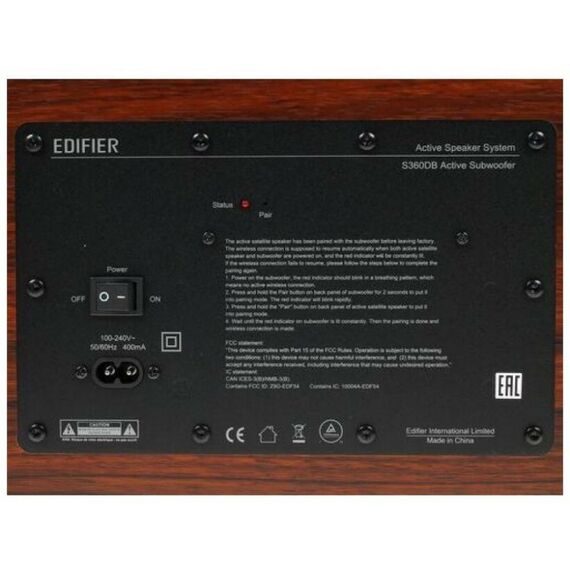 Колонки: Колонки Edifier S360DB Brown 2x40W + Wireless Subwoofer 75W, дерево, Bluetooth, ПДУ фотографии