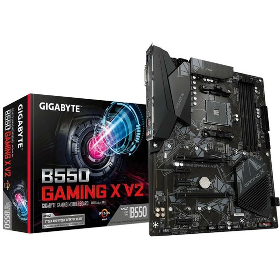 Материнские платы: Материнская плата GigaByte B550 GAMING X V2 AM4 <B550> 2xPCI-E DVI+HDMI GbLAN SATA RAID ATX 4DDR4 (RTL) фотографии