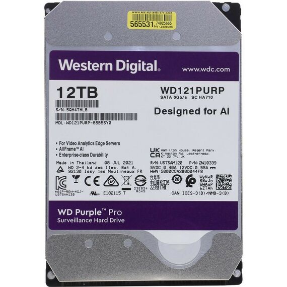 Жесткие диски: Жёсткий диск Western Digital 12 Tb Purple Pro SATA 6Gb/s 3.5" [WD121PURP] фотографии