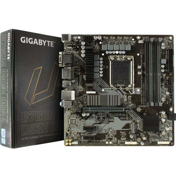 Материнские платы: Материнская плата GigaByte B760M DS3H DDR4 LGA1700 B760 PCI-E Dsub+HDMI+2xDP 2.5GbLAN SATA  MicroATX 4DDR4 (RTL) фотографии