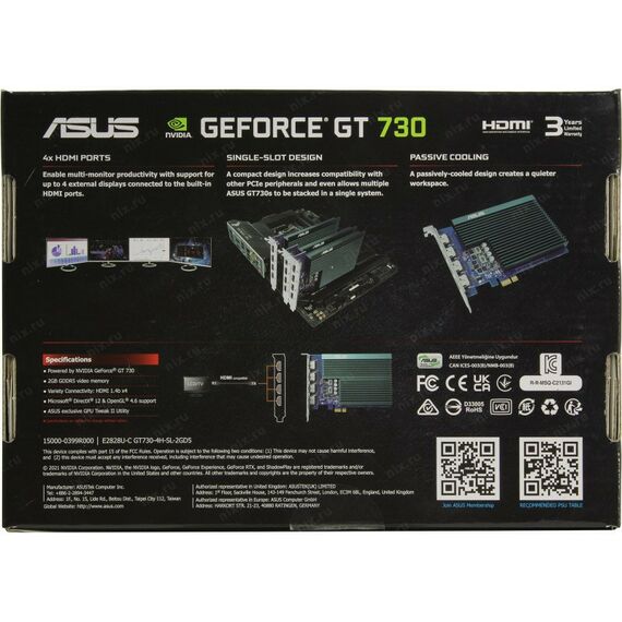 Видеокарты: Видеокарта Asus GeForce GT 730 2Gb <PCI-E> GDDR5 HDMI RTL [GT730-4H-SL-2GD5] фотографии