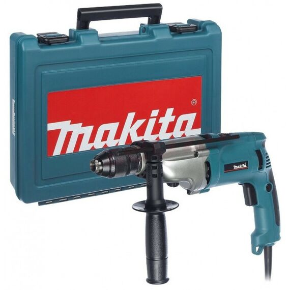 Дрели и шуруповерты: Ударная дрель Makita HP2071 1010 Вт, 2900 об/мин, 13 мм, 2 скорости, регулятор, реверс, кейс фотографии