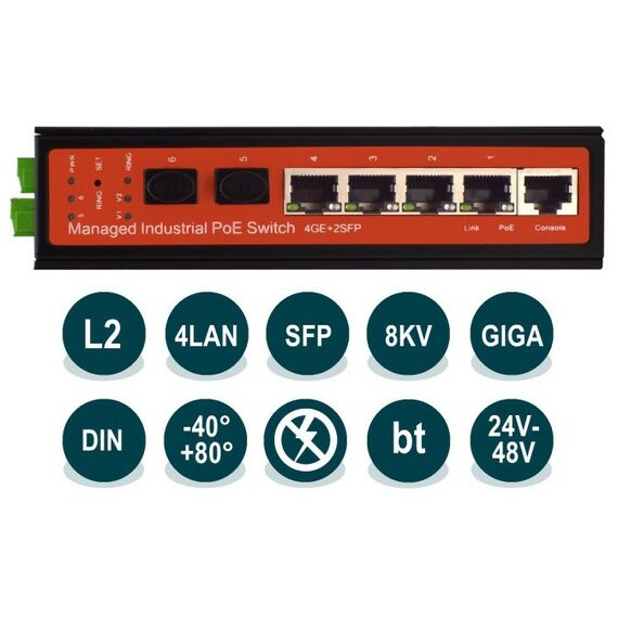 Коммутаторы, маршрутизаторы, межсетевые экраны: Управляемый L2 коммутатор Wi-Tek WI-PMS306GF-I фотографии