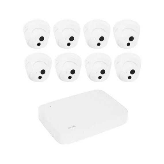 Готовые комплекты видеонаблюдения: Комплект видеонаблюдения с PoE на 8 каналов TENDA K8P-4CR видеорегистратор и 8 камер "ракушек" PoE HD фотографии