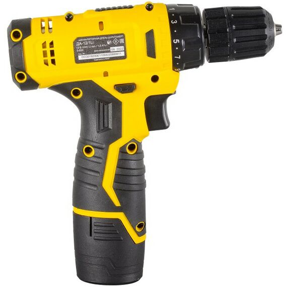 Дрели и шуруповерты: Дрель-шуруповерт аккумуляторная Eurolux ДА-12/1Li безударный, быстрозажимной, 600 об/мин, 25/13 Нм, 12В, 1,5 А*ч, 0.96 кг фотографии