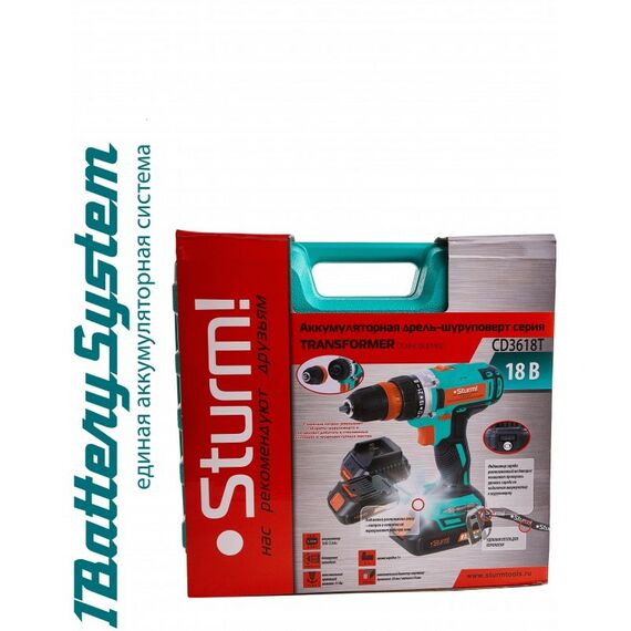 Дрели и шуруповерты: Дрель-шуруповерт аккумуляторная Sturm! CD3618T 18В, 2.0Ач, 30Нм, 1BatterySystem фотографии