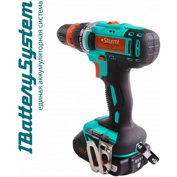 Дрели и шуруповерты: Дрель-шуруповерт аккумуляторная Sturm! CD3618T 18В, 2.0Ач, 30Нм, 1BatterySystem фотографии