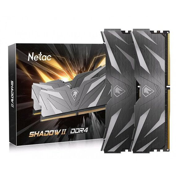 Оперативная память: Оперативная память Netac Shadow II 16Gb Kit 8Gbx2 Black DDR4 DIMM PC28800 3600Mhz C18 с радиатором [NTSWD4P36DP-16K] фотографии