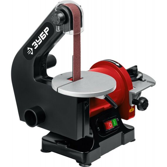 Обрабатывающие станки: тарельчато - ленточный шлифовальный станок Зубр СШЛ-350 d 125 мм, 25 х 762 мм лента, 350 Вт фотографии