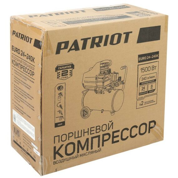 Компрессоры: Компрессор поршневой масляный Patriot EURO 24-240K 240 л/мин, 8 бар, 1500 Вт, 24 л [525306366] фотографии