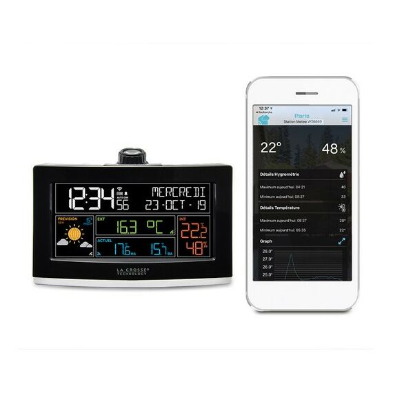 Гигрометры, метеостанции: Домашняя погодная станция LaCrosse WS6837 с цветным экраном и проектором фотографии