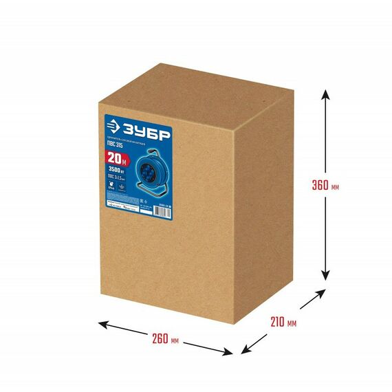 Удлинители электрические: Силовой удлинитель на катушке Зубр Профессионал ПВС-315 ПВС, 3 x 1.5 мм2, 20 м, 3500 Вт, IP44 [55081-20] фотографии