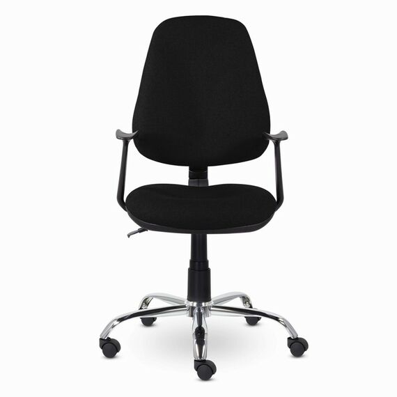 Стулья и кресла: Кресло Brabix Comfort MG-322 хром, регулируемая эргономичная спинка, ткань, черное [532558] фотографии