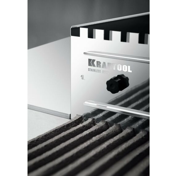 Раздвижная гребенка для плитки KRAFTOOL BUNKER-4 зуб 8, 10, 12 мм, полукруг 10х20 мм, нерж. сталь [08081] фотографии