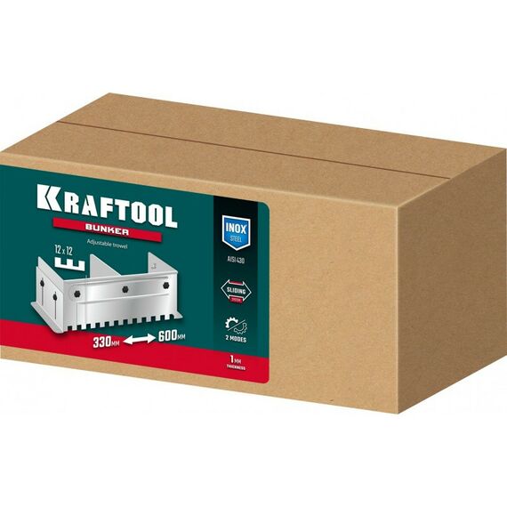 Раздвижная гребенка для плитки KRAFTOOL BUNKER зуб 12*12 мм до 600 мм, нерж. сталь [0808-12] фотографии