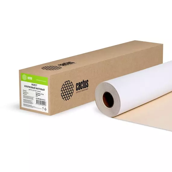 Холст Cactus CS-MC400-61015 24"(A1) 610мм-15.2м/400г/м2/белый хлопок для струйной печати втулка: 50.8мм (2") фотографии