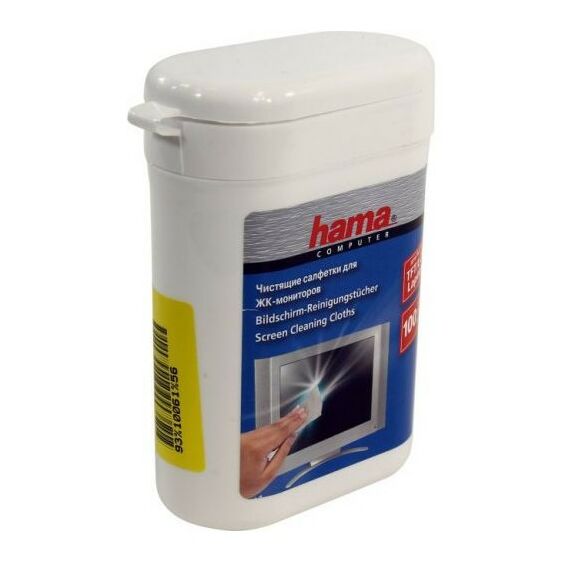 Чистящие средства: Чистящие салфетки для ЖК экранов в пластиковой тубе Hama для всех типов экранов 100 шт [R1084187] фотографии