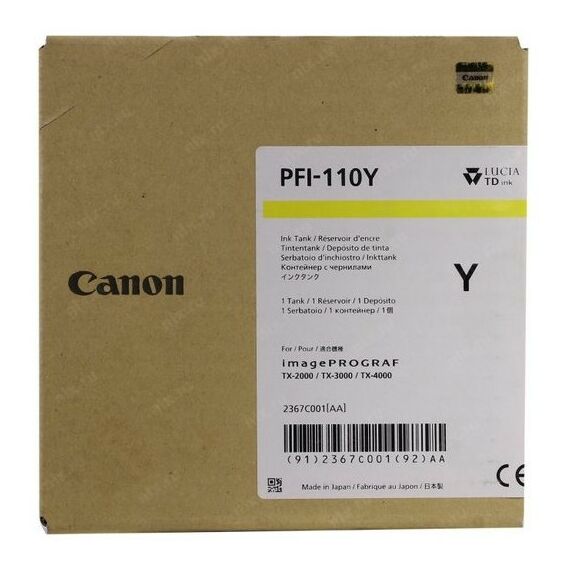 Для Canon (оригинал): Картридж Canon PFI-110Y Yellow для iPF TX-2000/3000/4000 фотографии