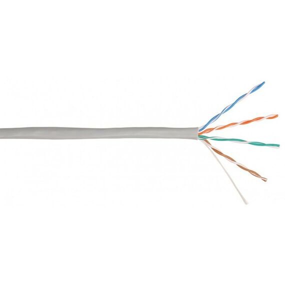 Кабель и разъемы: Кабель Nikolan NKL 2100A-GY U/UTP 4 пары, Кат.5e (Класс D), тест по ISO/IEC, 100МГц, одножильный, BC (чистая медь), 24AWG (0,49мм), внутренний, PVC нг(А), серый, 305м фотографии