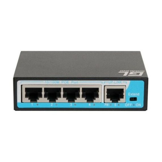 Коммутаторы, маршрутизаторы, межсетевые экраны: Коммутатор неуправляемый Gigalink GL-SW-F005-04P 4 PoE (802.3af) порта 10/100Мбит/с до 250 метров cat.6, 1 Uplink порт 100Мбит/с, 60Вт фотографии