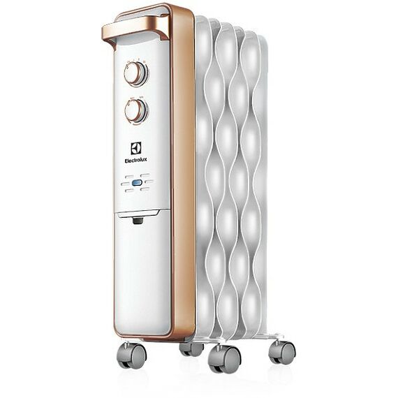 Масляные радиаторы: Масляный радиатор Electrolux Wave EOH/M-9157 мощность обогрева 1500 Вт, число секций: 7, термостат, колеса для перемещения, цвет белый фотографии