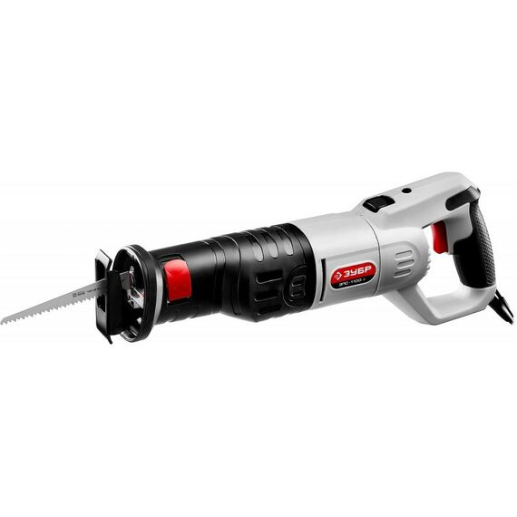Сабельные пилы: Пила сабельная (электроножовка) Зубр ЗПС-1100 Э 1100 Вт, 800-2700 ход/мин, рез 230 мм (дерево), 20 мм (сталь), ход штока 29 мм фотографии