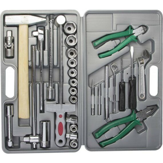 Наборы инструментов и ключи: Набор слесарно-монтажного инструмента Низ УНИВЕРСАЛ - 2 сталь 40Х, в пластиковом кейсе, 29 предметов [27620] фотографии