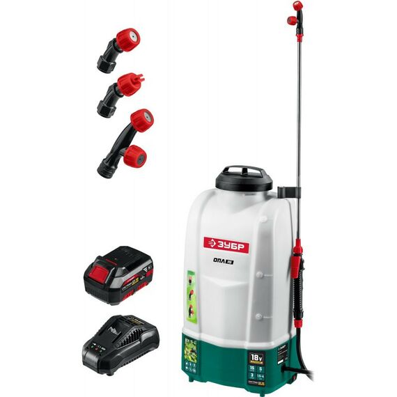 Опрыскиватели садовые: Опрыскиватель аккумуляторный Зубр ОПЛ-15-41 15 л бак, 1 АКБ (4Ач), 5 кг, Li-Ion 18В фотографии