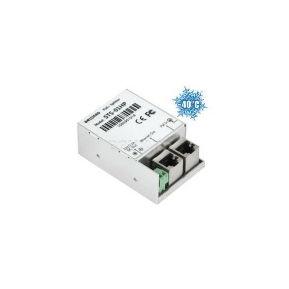 Адаптеры PoE, PowerLine: PoE-сплиттер Beward STS-01HP IEEE 802.3 af/at (25 Вт), 1 порт, до 100 м, 12 В (DC), защита выхода питания от КЗ и перегрузки, защита от электростатики, грозозащита, от -40 до +75°C, промышленное исполнение фотографии