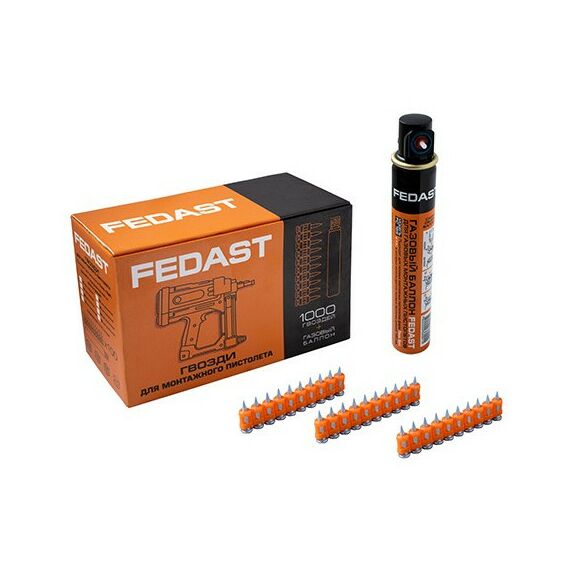 Гвозди прямого монтажа:  Гвозди 3.0*32 мм для монтажного пистолета с кованым наконечником Bullet point в комплекте с газовым баллоном 165 мм FEDAST [fd3032mgbpfc] фотографии