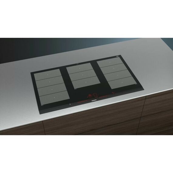 Электрические варочные поверхности: Встраиваемая индукционная варочная панель Siemens EX975LXC1E iQ700, 51x912x520 мм, FlexInduction, 17 режимов, TouchSlider, HomeConnect, блокировка от детей фотографии