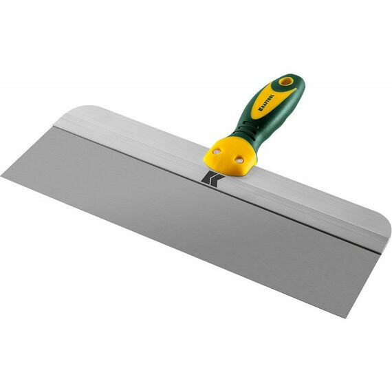 Штукатурный инструмент: Фасадный шпатель KRAFTOOL 350 мм широкое полотно алюминиевая направляющая двухкомпонентная ручка, нержавеющий [10036-350] фотографии