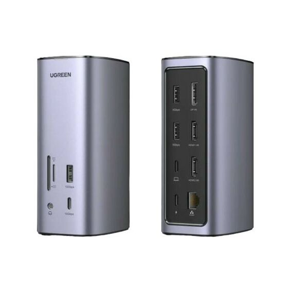 Внешние аккумуляторы, зарядные устройства: Док-станция UGREEN CM555 USB-C Multifunction Docking Station Pro, цвет серый [90325] фотографии