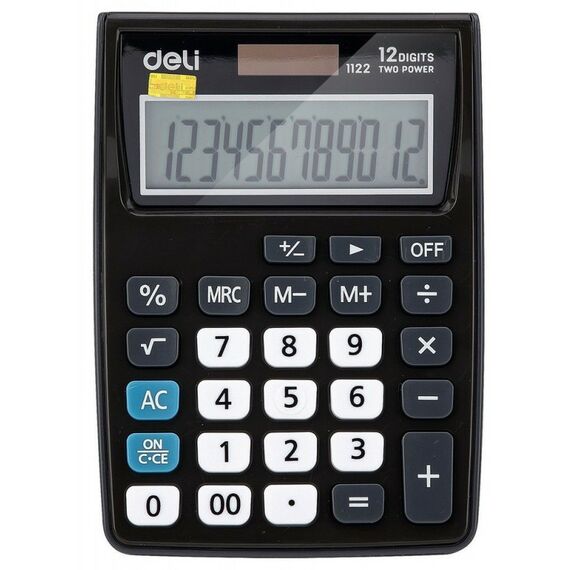 Калькулятор настольный Deli E1122/GREY серый 12-разр. фотографии