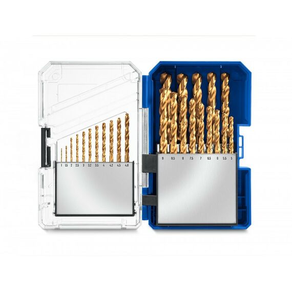 Буры, пики, коронки, сверла: Набор сверл по металлу Зубр ТИТАН 25шт (1-13мм) сталь Р6М5, класс А, титановое покрытие, пласт.бокс [29617-H25] фотографии