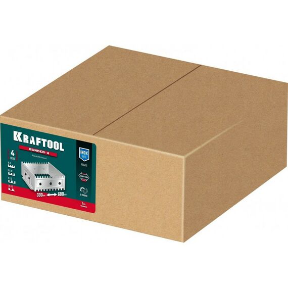 Раздвижная гребенка для плитки KRAFTOOL BUNKER-4 зуб 8, 10, 12 мм, полукруг 10х20 мм, нерж. сталь [08081] фотографии