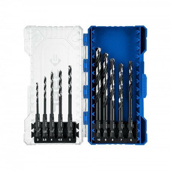 Набор сверл по металлу для винтовёртов и шуруповертов Зубр IMPACT READY НЕХ-1/4" 10 шт [29623-H10] фотографии