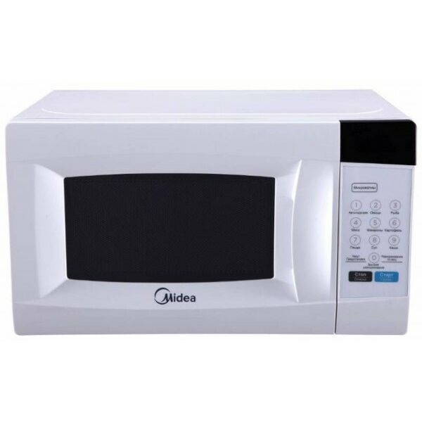 Микроволновые печи: Микроволновая печь Midea EM720CKE 20л, сенсорное управление, мощность 700 Ватт, LED-дисплей, часы, таймер, размораживание по весу и времени, замок от детей, 9 программ автоматического приготовления, цвет: белый фотографии
