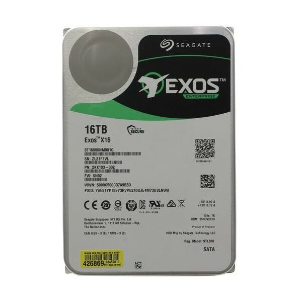 Жесткие диски: Жёсткий диск Seagate 16 Tb Exos X16 SATA 6Gb/s 3.5" 7200rpm 256Mb [ST16000NM001G] фотографии
